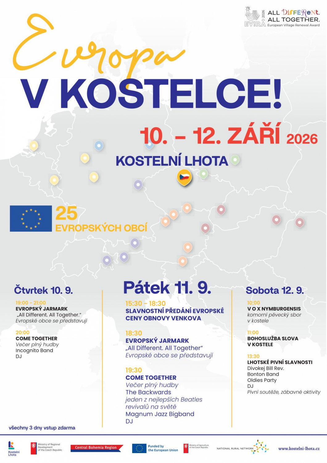 Vyhlášení Evropské ceny obnovy venkova v Kostelce a Slavnosti piva