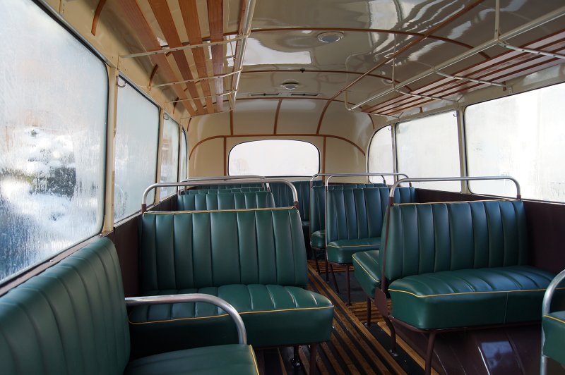 Interiér autobusu Škoda 706 RO z roku 1947