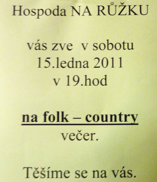Country večer v Kostelní Lhotě Na Růžku dne 15.1.2011